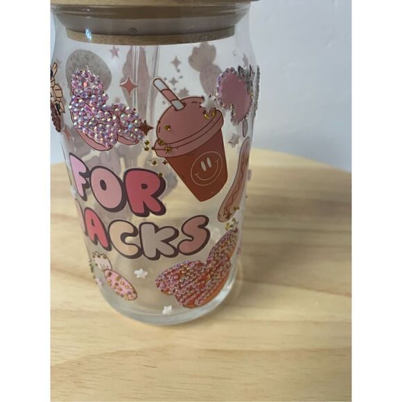 Disney parks just here for the snacks glass beer can shaped cup with decorated t - Picture 3 of 6